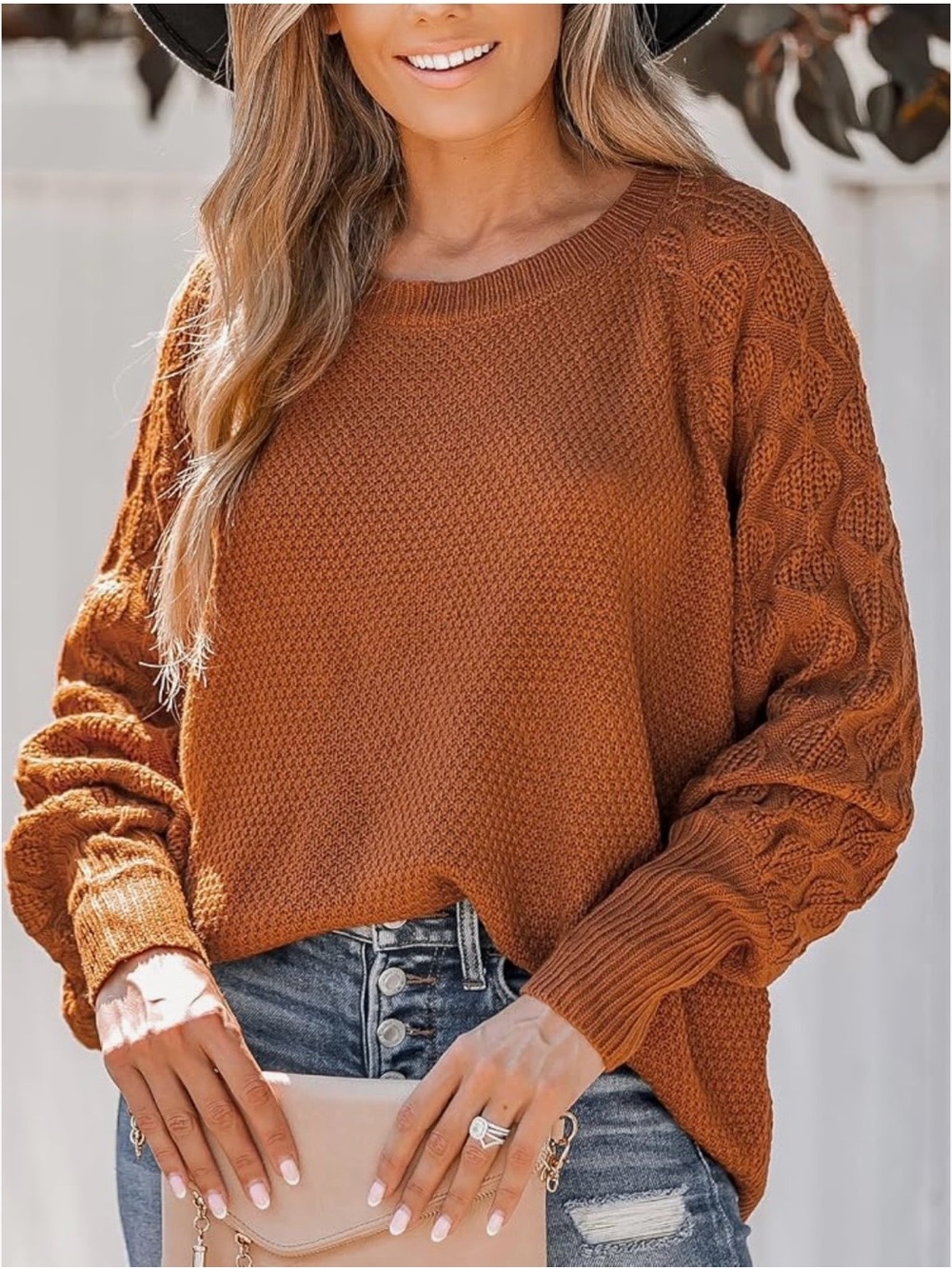 Rust Textured Sweater NWT | Tagged Small Fits Large Drop Shoulder • Split Hem